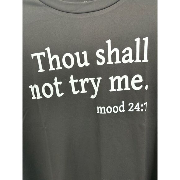 Shein Women’s Medium “Thou Shall Not Try Me” Black Short Sleeve T-shirt • BNIB - Picture 8 of 10